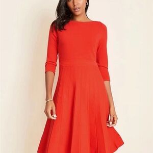 Ann Taylor Pleated Flare Sweater Dress NWT